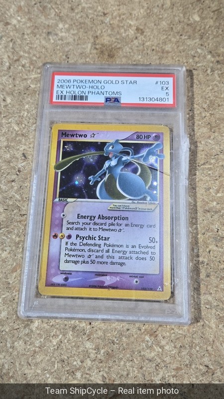BROKEN CASE Pokemon Mewtwo Gold Star 2006 Ex Holon Phantoms 103  PSA 5   C G3D