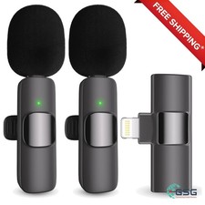 2 Pack Wireless Lavalier Microphones for iPhone  iPad - Easy Setup  Clear S...
