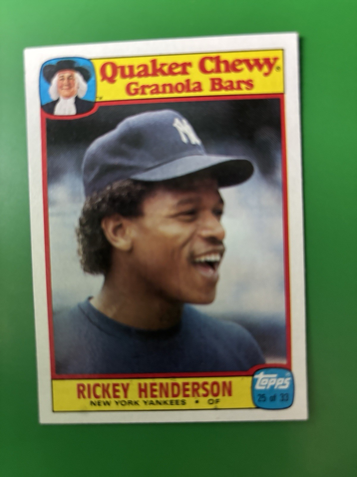 1986 Topps Quaker Chewy Granola Bars - Rickey Henderson #25