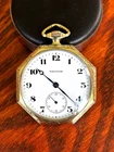 New ListingWow! 1921 Waltham 12 Size 17J Octagon 14K Gold-Filled Case Mint Dial Runs Great!
