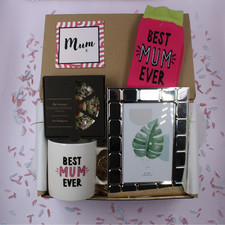 Best Mum Ever - Mug Socks Chocolate Pizza & Photo Frame Treat Gift Hamper Box