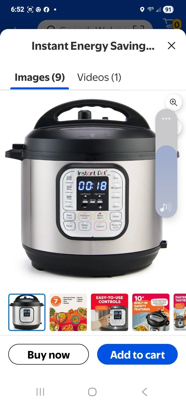 OPEN BOX Instant Pot Duo 8-Qt Multi-Cooker Stainless/Black Pressure Slow Cooker