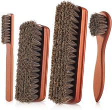 4 Pcs Shoe Brush, Boot Brush, Horse Hair Brush for Leather, Shoe Polish Brush, P