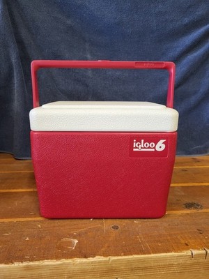 VTG Igloo 6 Ice Chest/ Lunch Box Red With White Top