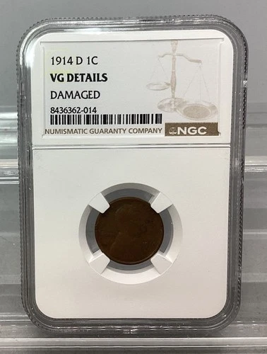 1914 D Lincoln Wheat Cent Penny - NGC - VG Details - Damaged