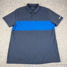 Nike Golf Dri Fit Standard Fit Polo Shirt Polyester Blue Mens XL