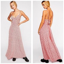 Free People Song Of Summer Daisies Maxi Dress Size XS Pink Floral Boho Jersey