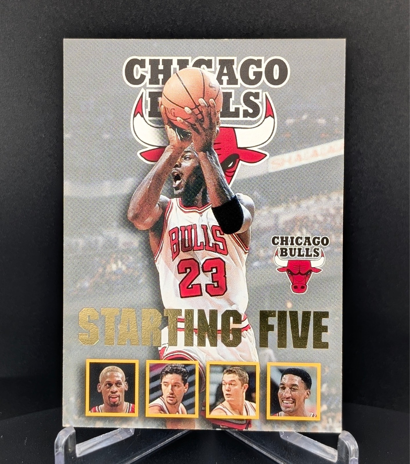 1996-97 Hoops - Starting Five Michael Jordan, Rodman, Pippen #4 