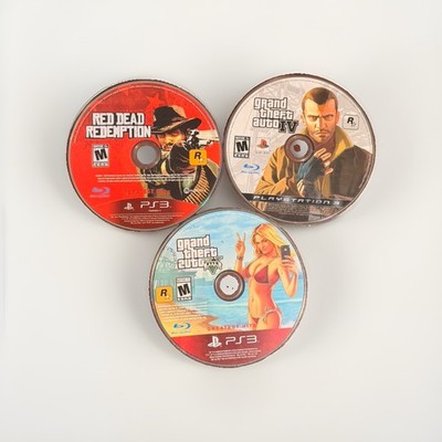PS3 3 Game Lot Disc Only Tested Working - GTA IV, GTA V, Red Dead Redemption