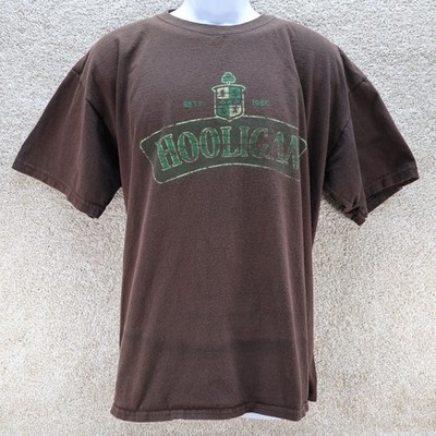 Hooligan Graphic T-Shirt Mens XL Brown Streetwear Tee (see photo for flaw)