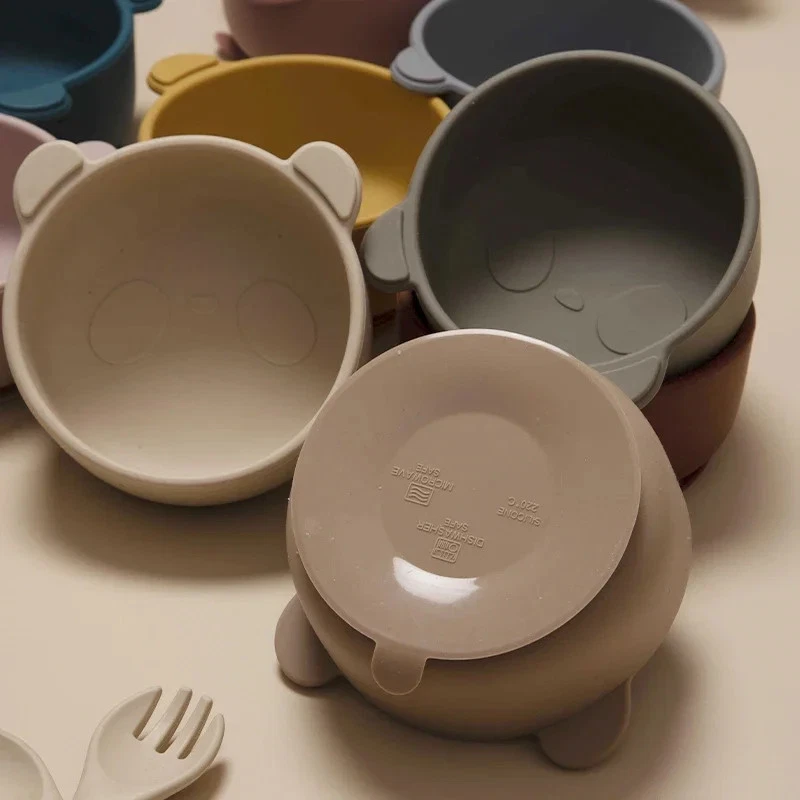 BPA-freie Silikon Baby Fütterung Schüssel Cartoon Panda Rutschfestes Geschirr - Bild 2 von 4