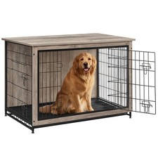 Feandrea 44.1" Dog Crate Furniture, Indoor Dog Cage Side End Table, XL Pet Wo...