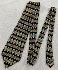 Adolfo 100% Silk Men's Tie Made in USA Geometric Black Red Gold Vintage Excellnt