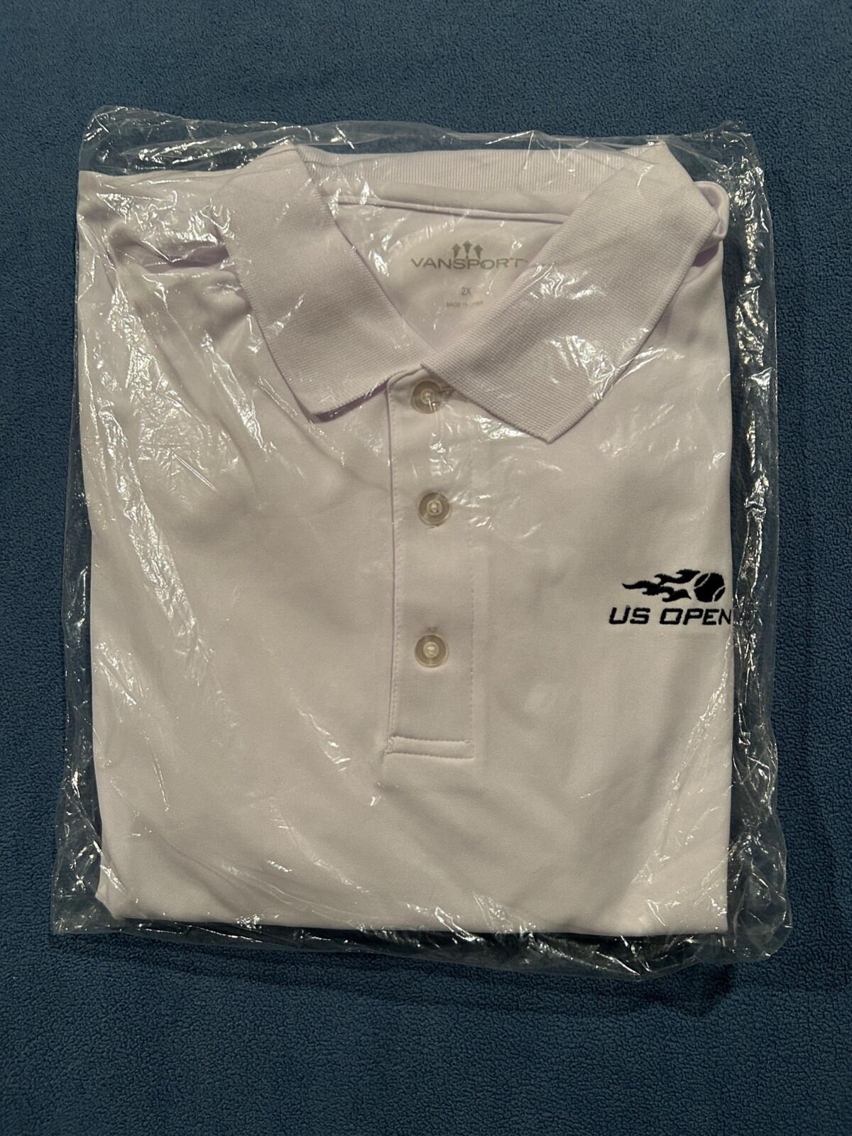 FILA Polo da tennis atletica originale US Open bianca non aperta XXL nuovissima