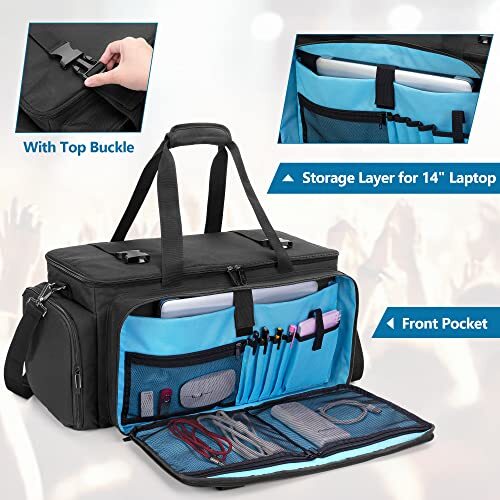 Large DJ Gig Bag, Travel DJ Cable File Case with Padded Bottom & Detachable - Picture 3 of 7