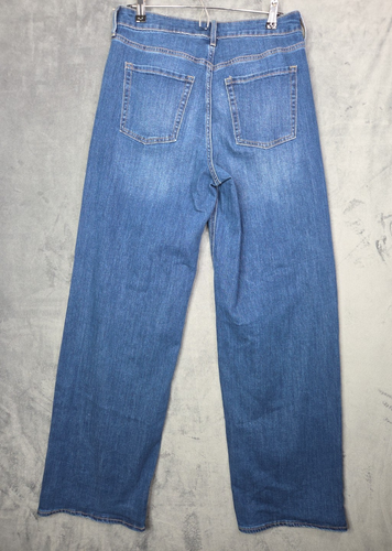 Old Navy Womens Jeans 10 Tall Wow Wide Leg High Rise Modern Blue Dark Wash Denim - Picture 7 of 10