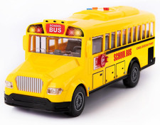 Yellow School Bus Toy With Flashing Lights Sound Friction Powered 116 Scale