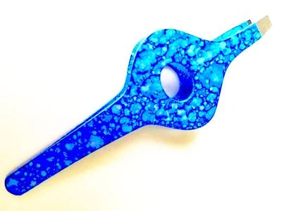 ASM INSTRUMENTS Eyebrow Tweezers Hair Beauty Slanted Wider Grip Tweezers Blue Steel