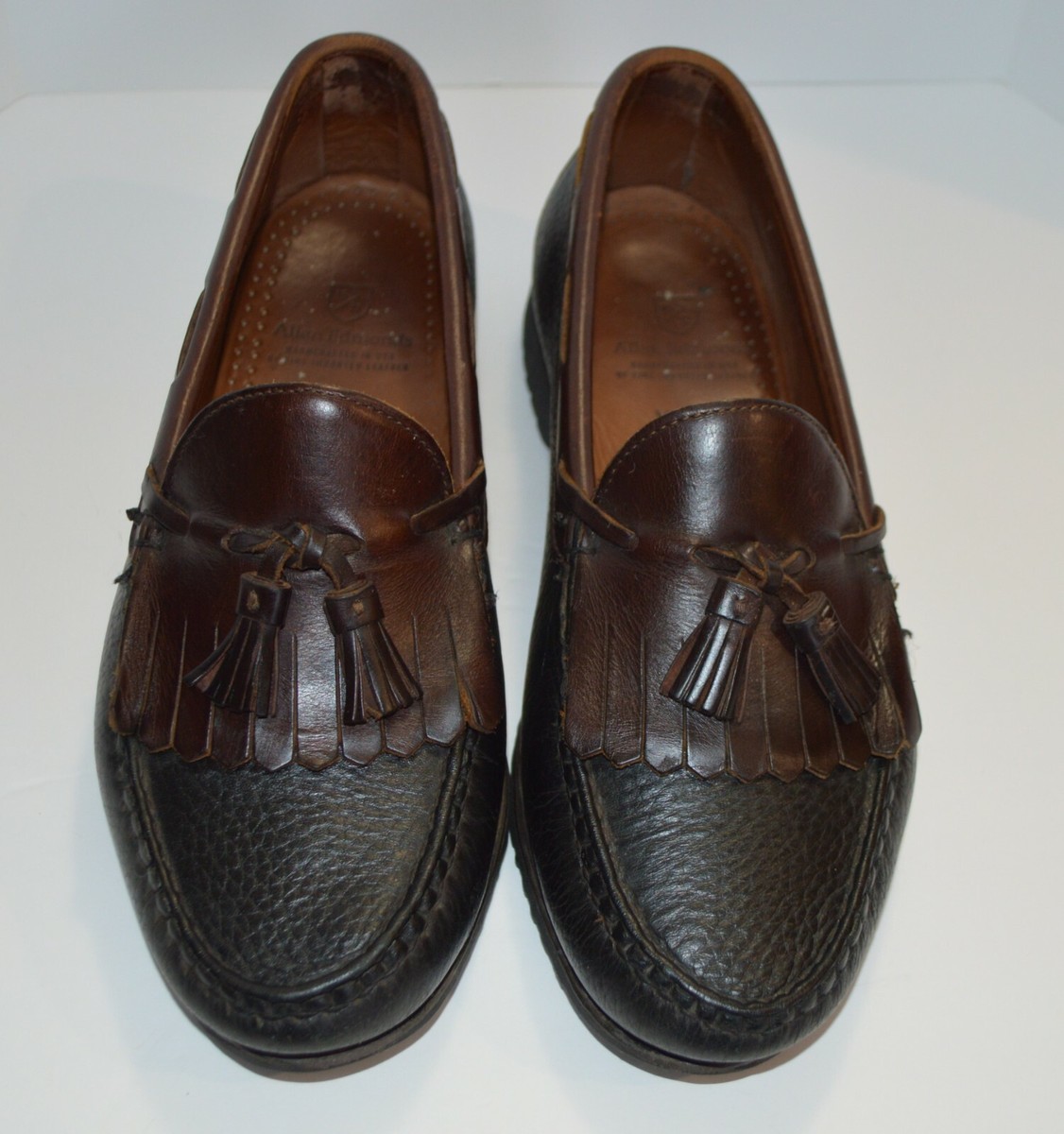 Allen Edmonds Nashua Kiltie Tassel Loafers Mens 9 3E WIDE Black Brown Leather Allen Edmonds Mens Nashua BlackBrown Leather Kiltie Tassel  main image 2