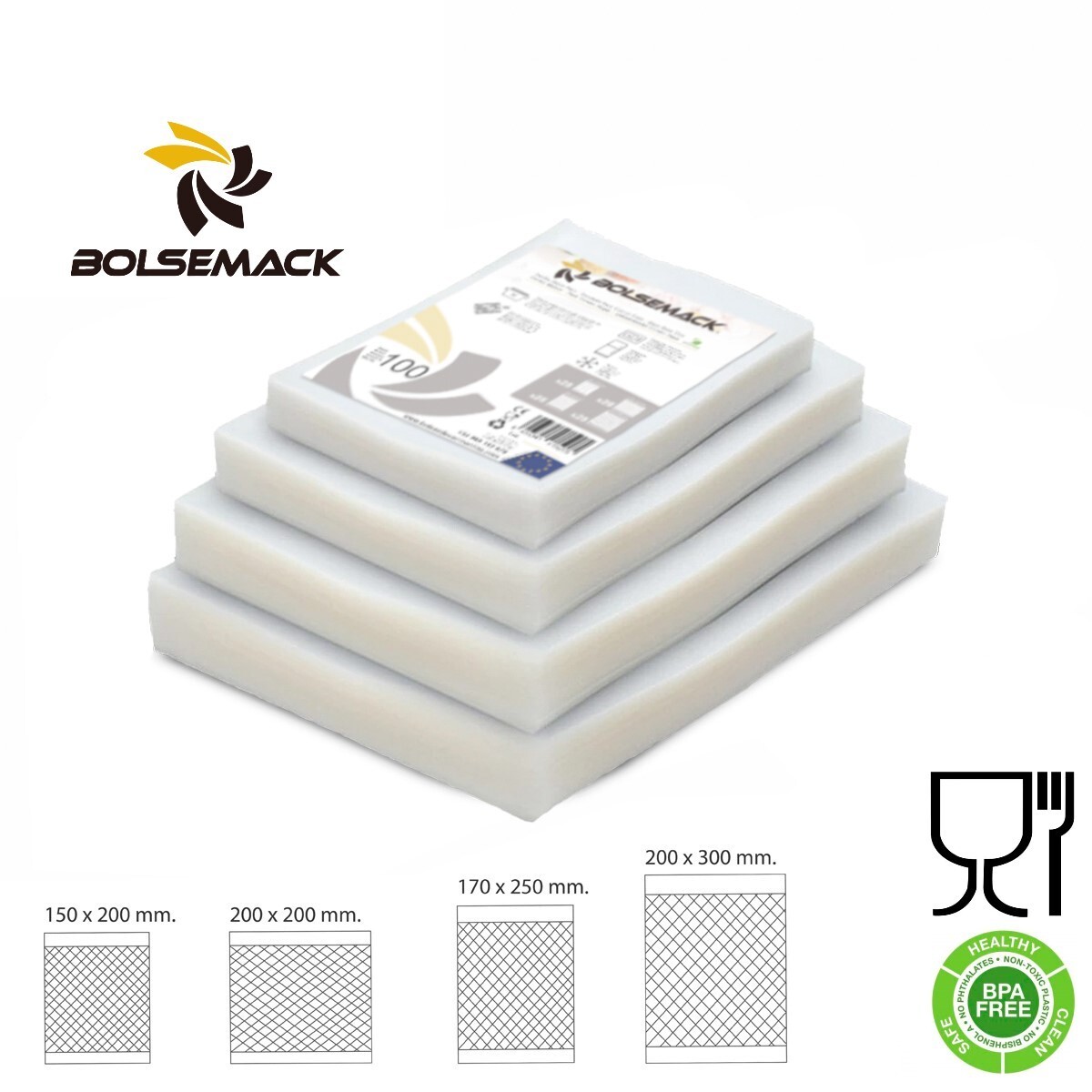 Bolsas de Vacío Gofradas COMBO HOGAR 4 medidas - Universal - Sin BPA ni ftalatos