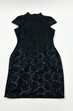 Pretty Little Thing Dress Women’s 2 Black Oriental Bodycon 