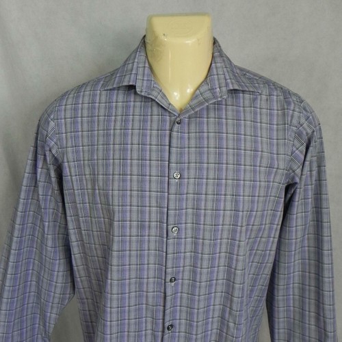 ARROW Herren 16 34/35 Slim Fit Anzug SHIRT faltenfrei grau lila kariert LS Zoom - Bild 2 von 9