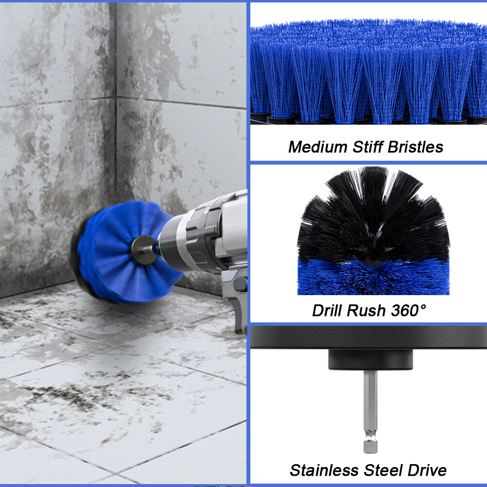 3Pcs DRILL ATTACHMENT CLEANING BRUSH SET POWER SCRUB HOME CAR TILE