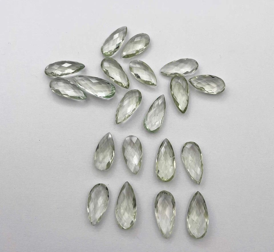Piedra corte briolette pera amatista verde natural 20 piezas 10*19,50-10*24 mm 151 CT Foto 4 de 4