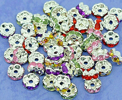 10 Strass Rondell 8mm Strassstein Zwischenperle Rhinestone Loch 1,3mm Rondelle *