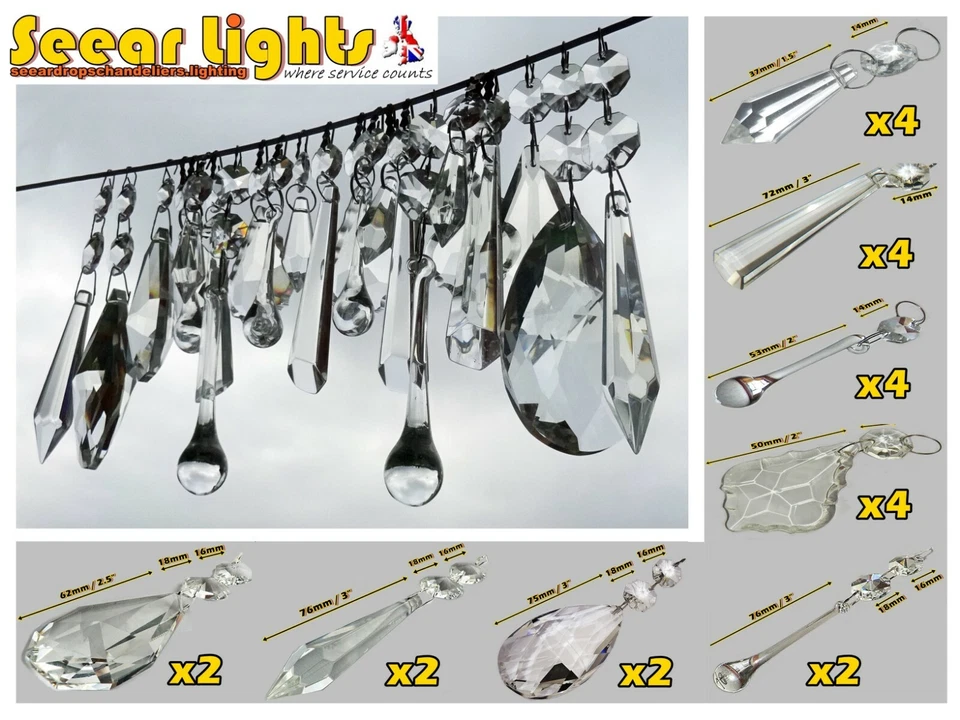 CUENTAS DE BODA DE COLECCIÓN 24 XL GOTAS DE ARAÑA CRISTALES GOTAS DE VIDRIO PRISMAS  Foto 2 de 4