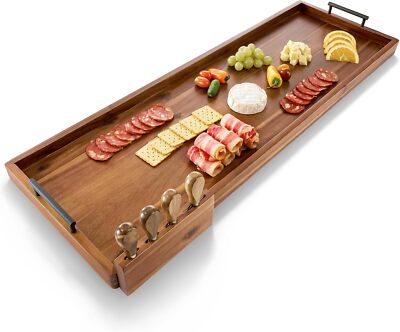 36 inch Large Acacia Wood Charcuterie Board with Cheese Knife Set of 4