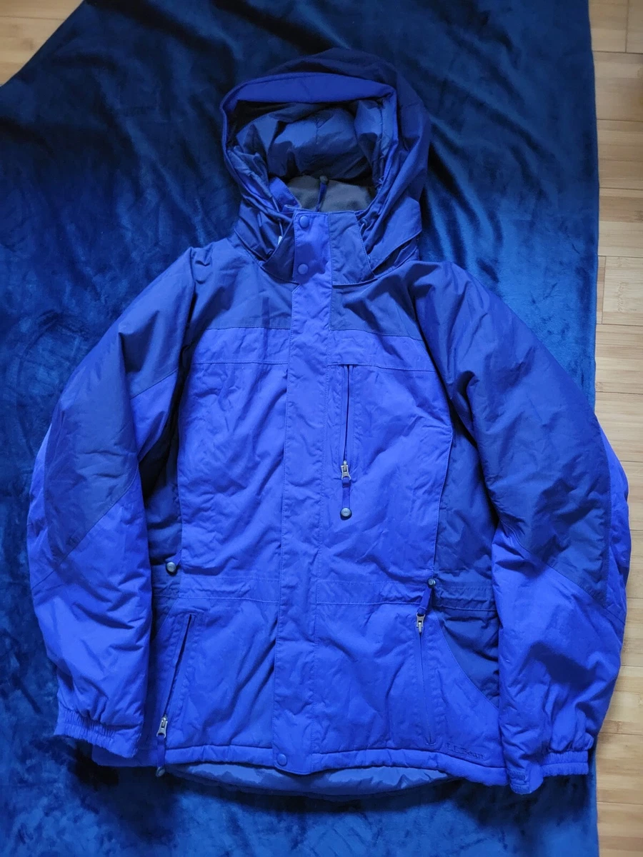 LL Bean Ski Jacket Coat Primaloft Waterproof Mens Medium Blue Zip Hood  Winter