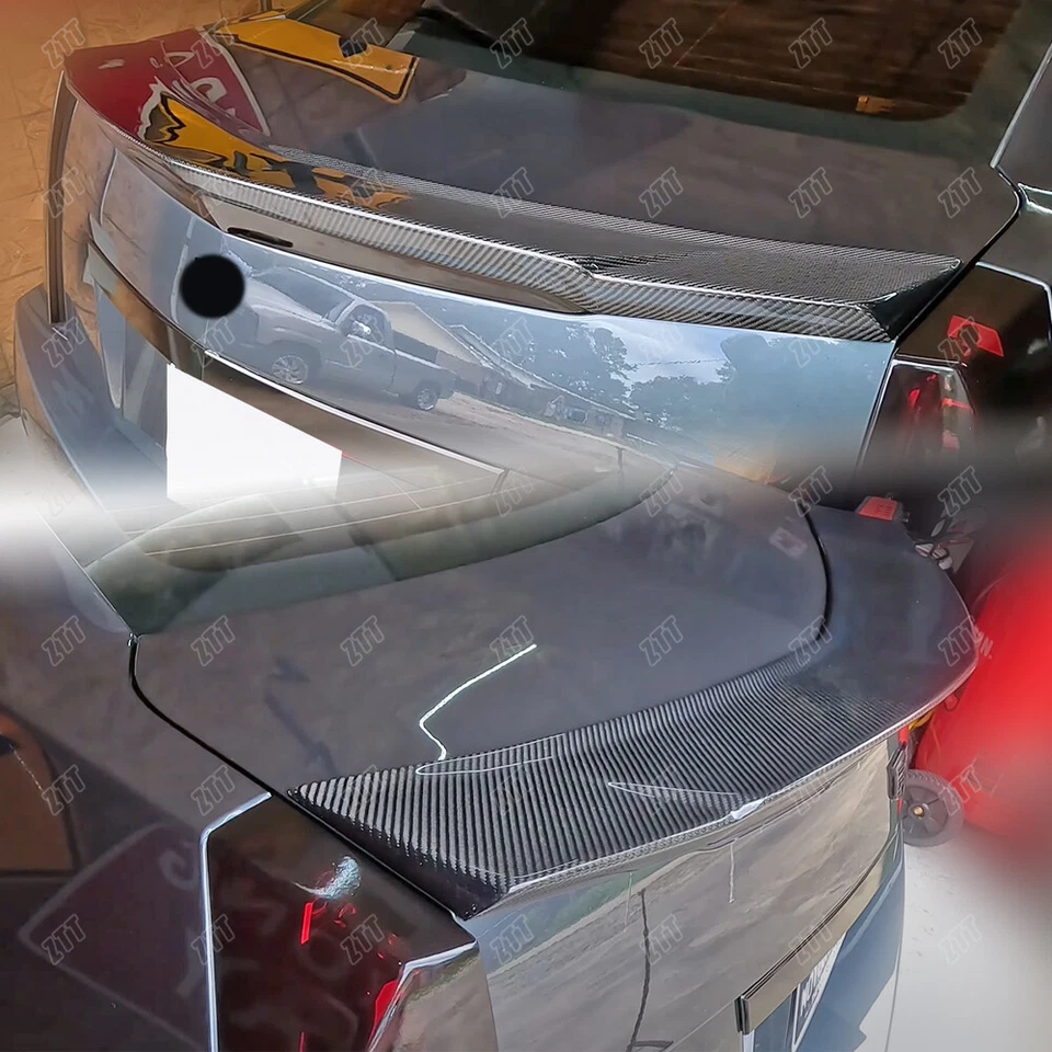 Para Cadillac CTS 2008-2013 sedán 4 puertas 1 pieza alerón trasero labio aspecto carbono Foto 2 de 4