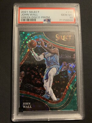 2021-22 Select John Wall Courtside Green disco prizm #2/5 SSP  PSA 10 1/1 jersey