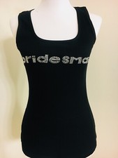 New Rhinestone BRIDESMAID - 3D Tank Top Shirt - Bride Wedding Gift Bling Black