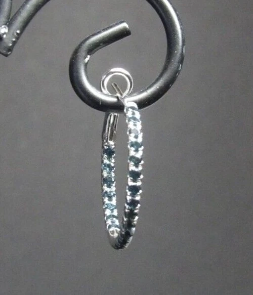 925 sterling silver with london blue topaz   Shane & Co. single hoop earring - Image 3 of 4