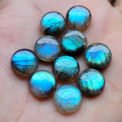 Natural Labradorite Round Shape Cabochons Flat Back Calibrated  Gemstone