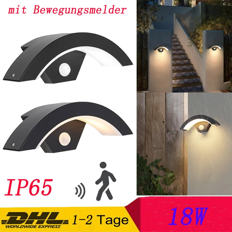 18W LED Außenleuchte mit Bewegungsmelder Wandleuchte Anthrazit Sensor Lampe IP65 - Bild 3 von 4