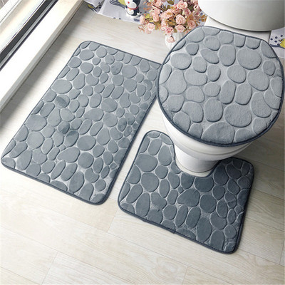  Bath Mat Set Soft Non Slip Mat Rug Absorbent Shower Carpets Toilet Lid