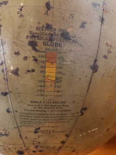 1920-22 Rand McNally 16" Globo politico fisico semplificato e indicizzato Aquila - Foto 2 di 16
