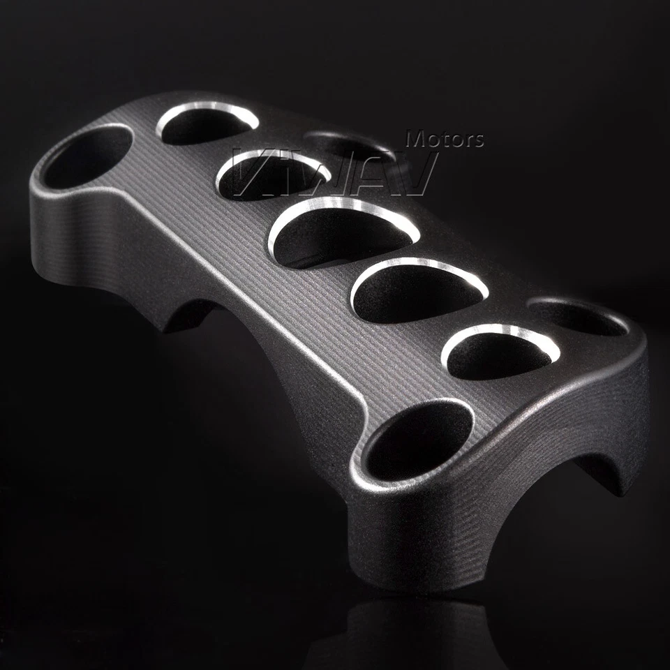 VAWiK 1" handlebar upper clamp CNC contrast cut black silver fits custom Harley - Imagem 2 de 4