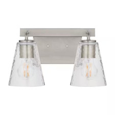 HOME DECORATORS Westbrook 2-Light Brushed Nickel Modern Bathroom Vanity Light