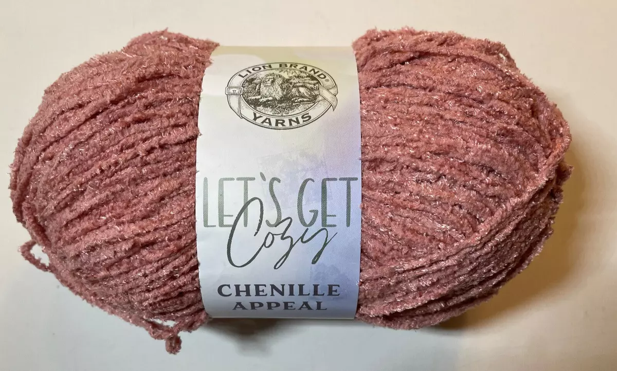 Lion Brand Yarn lets get Cozy CHENILLE APPEAL 4 Worsted Yarn ROSE DAWN