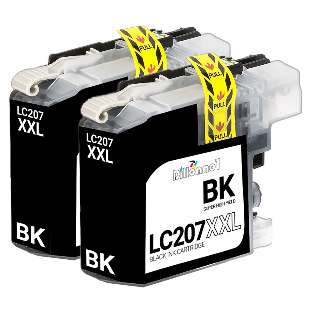 2 Pack LC207BK XL Black Ink Cartridge for Brother MFCJ4620DW Printer