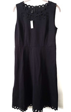 Talbots Fit & Flare Dress Embroidered Sz 6 Black Sleeveless Zip Dressy NWT $149