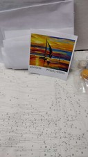 Art Painting by Numbers Boat Sea Water Sunset 16x20 in Paint, Brushes NEW