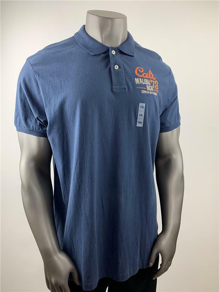 OLD NAVY Cali Malibu Polo Shirt Slim Fit Men's XXL Navy Embroidered NWD