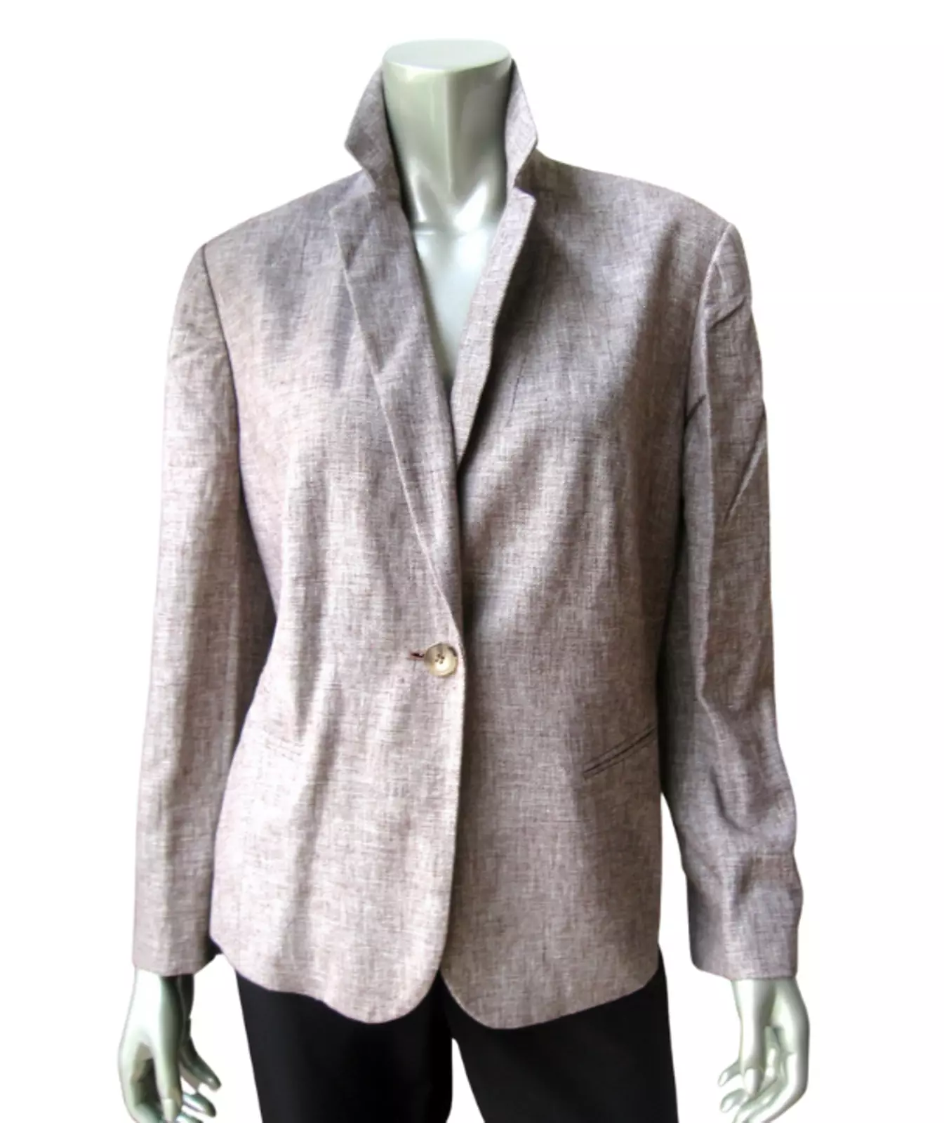 www.prominentresults.com :W2 Jones New York NEW Women's Cocoa 1-Button Long Sleeves Lined Linen Blazer 14W