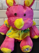 Vintage 1987 Fisher Price Puffalumps Wild Things Rhino Plush Toy Hawaiian Shirt