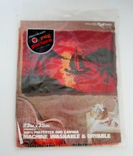 Vintage Red Heart Latch Hook Rug Pattern Canvas Sunset Boat 6670-01 Palm Trees